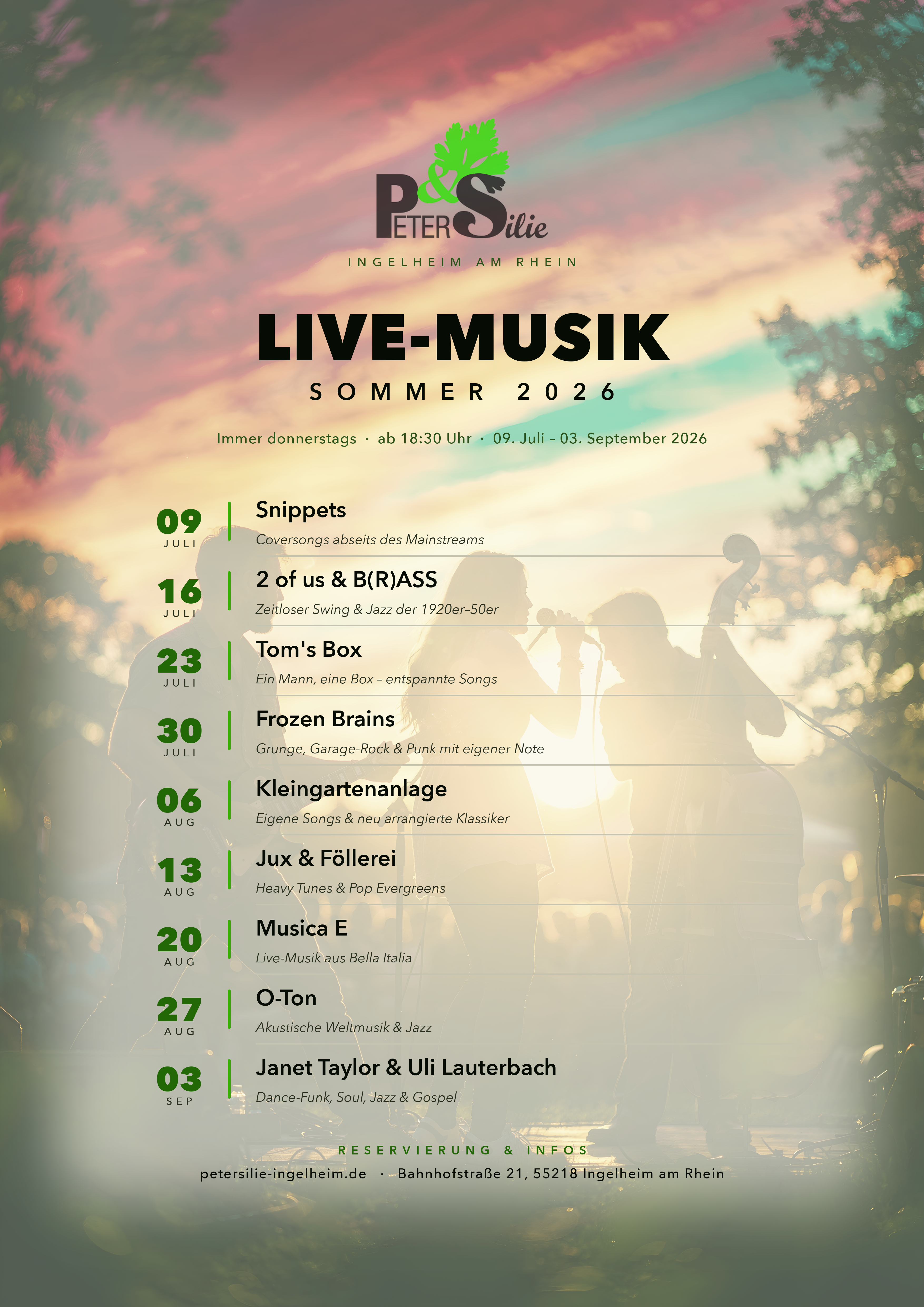 Donnerstag - Live-Musik 2026 - immer ab 18.30 Uhr